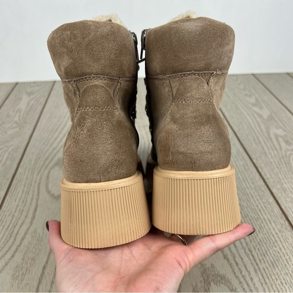 Dolce Vita Women's Jasmin Lace-Up Platform Sherpa Booties 11 Truffle Suede $150 - Picture 7 of 11
